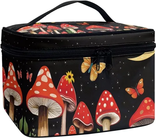 Vista 45 de Flashideas Bolsa de maquillaje para cosméticos Almacenamiento vertical Bolsa de maquillaje de viaje de gran capacidad, Caballo Azteca 1