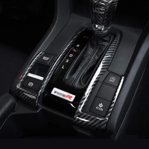 Vista 8 de XITER Panel de engranajes de fibra de carbono y plástico ABS, decoración de caja de cambios, accesorios para Honda 10th Civic 2016 2017 2018 2019