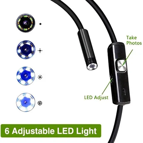 Vista 4 de SunshineFace Industrial Endoscope Borescope Inspection Camera, HD USB Endoscope 7mm Lens 6 LED Lights Support MicroUSB Type-C USB Interface