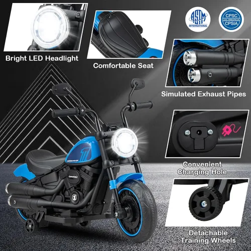 Vista 3 de Costzon Motocicleta para niños pequeños, motocicleta eléctrica alimentada por batería de 6 V con ruedas de entrenamiento desmontables, arranque