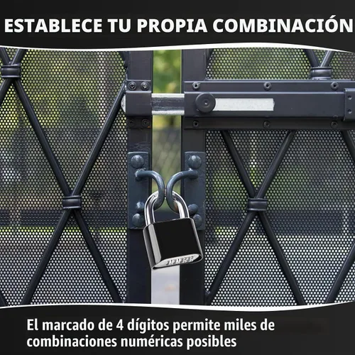 Vista 5 de Candados de combinación para exteriores, 4 dígitos, candado de combinación resistente al agua, candado de alta seguridad con combinación