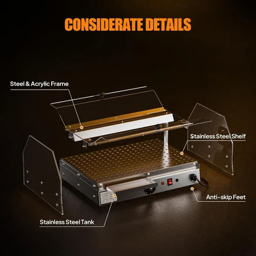 Vista 5 de ROVSUN Calentador de Alimentos Calentador de Pizza para Mostrador, Exhibidor Calentador de Alimentos Calentador de Pretzel con Iluminación LED