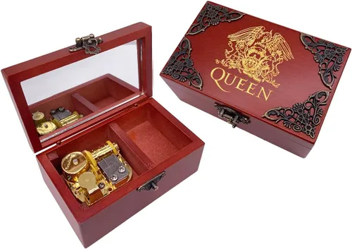 Vista 7 de Youtang You are My Sunshine - Caja de música de joyería con espejo, caja musical de madera grabada con láser, caja de música a cuerda, regalo