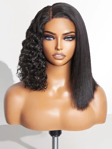 Vista 8 de LUVME HAIR Pelucas de cabello humano rizado marrón de 12 pulgadas, sin pegamento, precortada, con encaje frontal, prearrancado, 4/30, mezcla