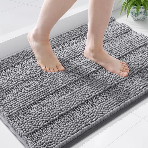 Vista 97 de Grandaily Alfombras de baño de felpilla a rayas de 24 x 16 pulgadas, extra gruesas y suaves, absorbentes, parte trasera de goma, alfombra de ducha