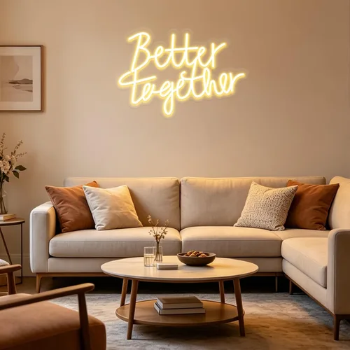 Vista 9 de Letrero de neón con texto en inglés "Better Togethers", decoración de pared para boda, dormitorio, Navidad, día de San Valentín, regalo