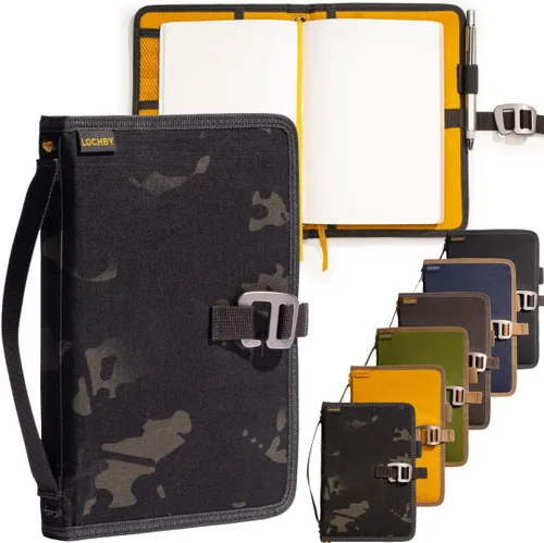 Vista 12 de LOCHBY® Carpeta Field A5 Cubierta de carpeta de 6 anillas Lona encerada resistente al agua Diseño plano Sistema A5 apto para recargar