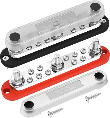 Vista 7 de DaierTek - Barra colectora de 300A 12V marina, bloque de distribución de potencia con cubierta, 6 pernos de 3/8" (M10), máximo 300V CA, 48V CC