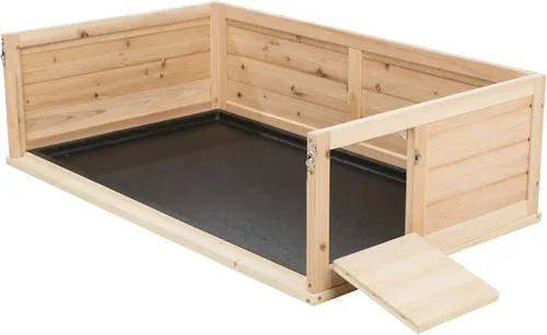 Vista 4 de Trixie Carrera de madera de interior para animales pequeños con vista, corralito para tortugas, conejillos de indias, hámsters