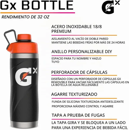 Vista 2 de Gatorade Botella de acero inoxidable Gx, 32oz