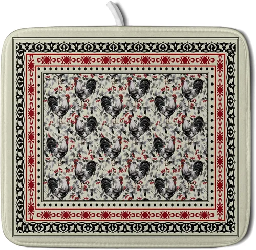 Vista 15 de Tapete de secado de platos de cabaña rústica, tapete escurridor de vida silvestre de oso del bosque, alce, 18 x 24 pulgadas, almohadilla escurridor