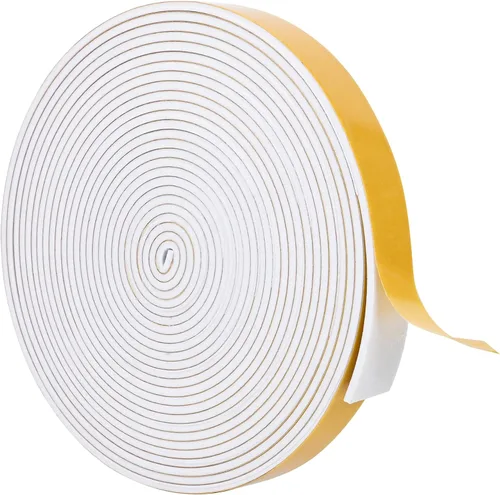 Vista 15 de Burlete de cinta de espuma autoadhesiva blanca para puertas y ventanas de 1 pulgada × 3/4 pulgada × 13 pies, tira de sellado de espuma de alta Blanco