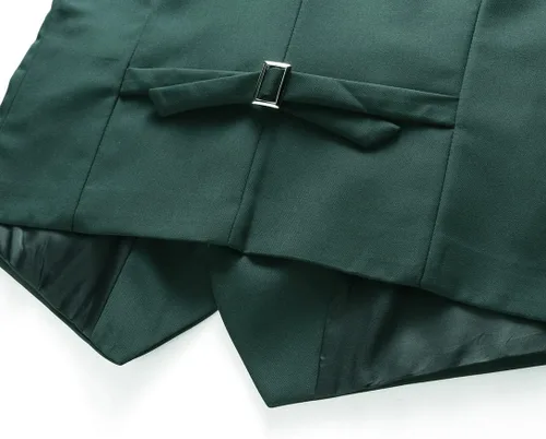 Vista 7 de UNINUKOO Chaleco de traje para hombre, ajustado, vestido formal, chaleco casual de cuatro botones, chaleco de traje de esmoquin