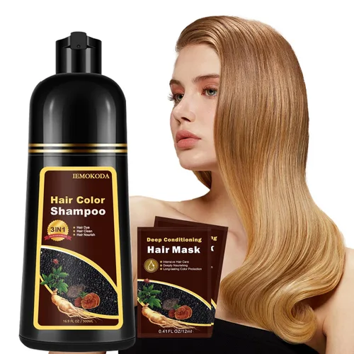 Vista 14 de Champú natural de tinte para el cabello castaño claro, champú de tinte para el cabello 3 en 1, tinte de cabello marrón para hombres y mujeres Marrón