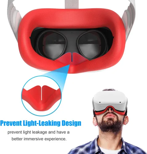 Vista 2 de AMVR - Funda facial para Quest 2 máscara facial de silicona a prueba de sudor y cojín facial para auriculares Quest 2 VR lavable ligera antifugas