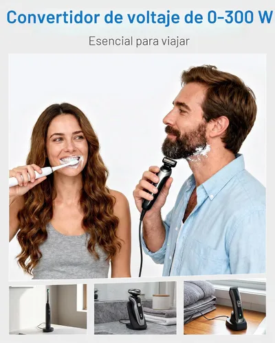 Vista 4 de BESTEK Convertidor de corriente de 250 W de 3 salidas y 4 puertos USB Transformador de voltaje de viaje 220V a 110V con adaptadores de enchufe
