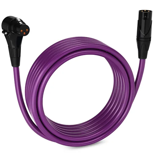 Vista 80 de LyxPro Cable de micrófono XLR hembra a macho de ángulo recto de 3 pines de 1.5 pies para altavoces amplificados, interfaz de audio, rendimiento