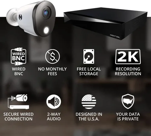 Vista 3 de Night Owl Sistema de cámara de seguridad DVR de 12 canales con audio bidireccional para el hogar con (8) cámaras de disuasión 2K HD con cable