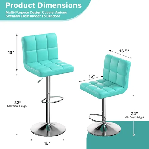 Vista 3 de Athena Collection Juego de 2 taburetes de bar de altura de mostrador, sillas giratorias, taburetes de bar modernos de piel sintética con respaldo