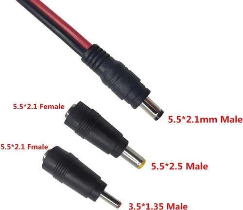 Vista 4 de Cable cargador de coche de CC – Conector de 0.217 in x 0.083 in a encendedor de cigarrillos macho enchufe con 2 conectores adicionales 12-24V 15A
