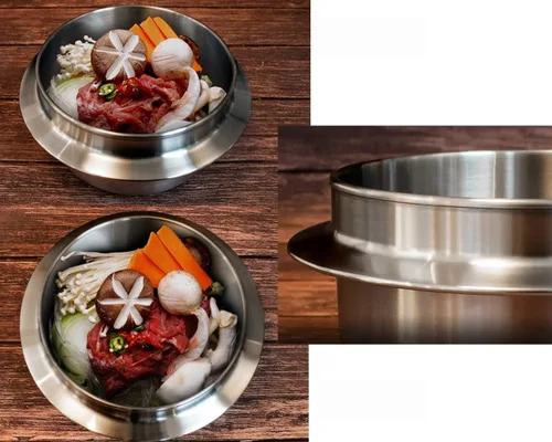 Vista 4 de Olla de tierra coreana (TTukbaegi), olla de acero inoxidable con tapa que permite la inducción, olla de cocina saludable ollas de cocina