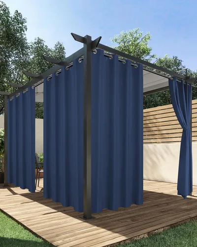 Vista 22 de HolidayIdeas Cortinas impermeables para patio, 4 paneles, 54 x 84 pulgadas, protección de privacidad y filtrado de luz, cortinas exteriores con Negro