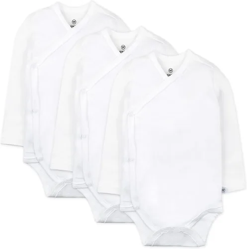 Vista 2 de Paquete de 6 mamelucos tipo kimono de manga larga de algodón orgánico y pantalones con pies, paquete múltiple