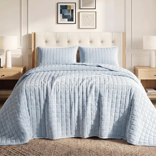 Vista 14 de Tribeca Living FLORENCEQUIKISI - Juego de acolchado Florencia, de terciopelo, sólido, tamaño grande), Negro, gemelo Ultra-Soft 260 GSM Plush