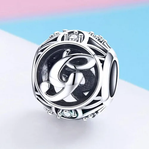 Vista 4 de Cuentas de plata de ley 925 con piedras cúbicas, con opciones de regalo completas de AZ, para pulseras europeas Pandora