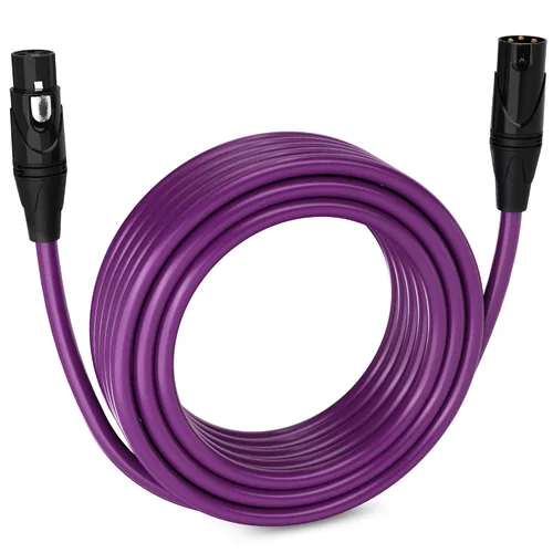 Vista 148 de LyxPro Cable de micrófono XLR hembra a macho de ángulo recto de 3 pines de 1.5 pies para altavoces amplificados, interfaz de audio, rendimiento