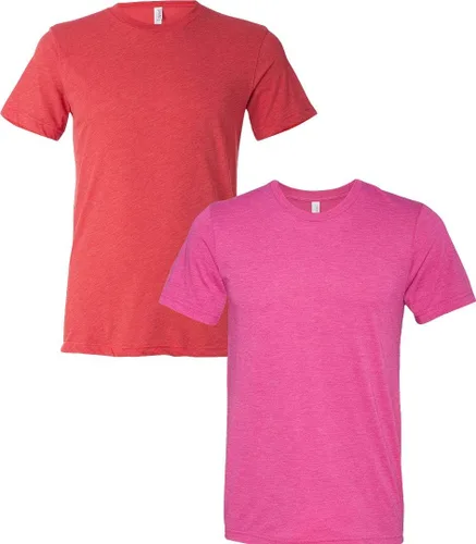 Vista 184 de Bella Canvas 3413c para hombre (1) Triblend verde + (1) Triblend rojo