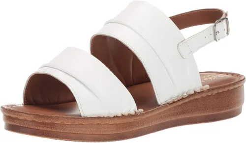 Vista 11 de Bella Vita Sandalias de tacón de bloque para mujer cuero de gamuza almendra