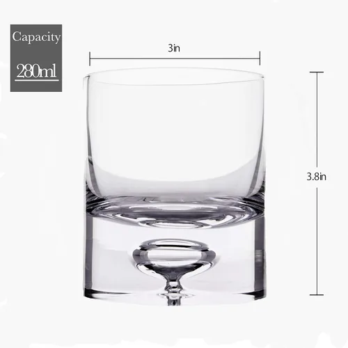 Vista 5 de LEMONSODA Vaso de cristal con base de burbujas de cristal, 9.5 onzas, juego