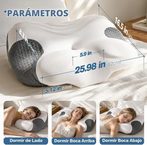 Vista 4 de Almohada para aliviar el dolor de cuello, almohada ergonómica para dolor de cuello, almohada cervical de espuma viscoelástica para dormir, de lado
