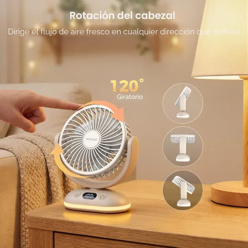 Vista 5 de TriPole Ventilador de escritorio pequeño silencioso y recargable mini Beige