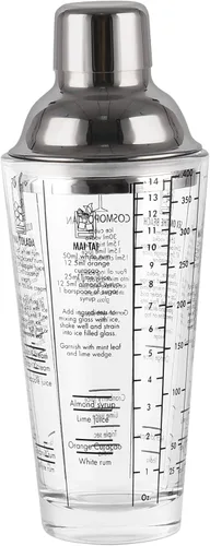 Vista 9 de JNWINOG Coctelera, coctelera mixta de 14.37 onzas con taza de vidrio, herramienta profesional de barra con vidrio de escala (hexagonal)