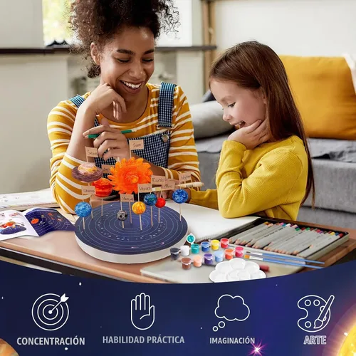 Vista 6 de Ayfjovs Kit de proyecto de sistema solar, bolas de espuma del sistema solar, manualidades para niños, proyectos escolares para aprender planetas