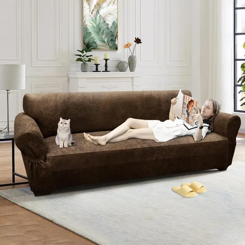Vista 151 de Fundas para Sillón de 2 Piezas con Cojín en T, Fundas de Aspecto de Cuero para Sofá, Fundas para Sillas, Protector de Muebles Elástico, Funda