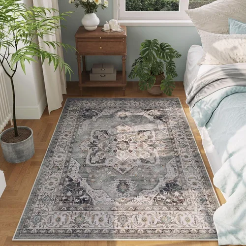 Vista 25 de Rugcomf Alfombra de Entrada de 2'x3' - Patrón Paisley, Tapete para Puerta de Entrada Interior, Floral Vintage, Lavable a Máquina, Alfombra