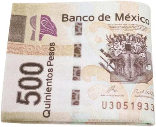 Vista 2 de Premium 500 Peso mexicano Bill Dinero Imprimir PU Cuero Billetera plegable, Peso mexicano
