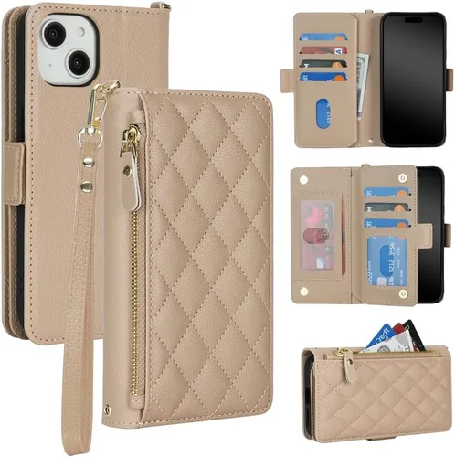 Vista 10 de Funda para iPhone 13 Pro Max/12 Pro Max con correa, leopardo beige Beige (Beige Leopard)