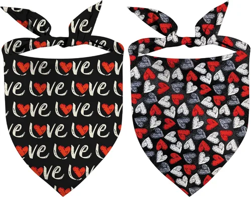 Vista 10 de XOXO - Pañuelos para el día de la madre, pañuelo para perro con corazón rojo, 2 unidades (02)