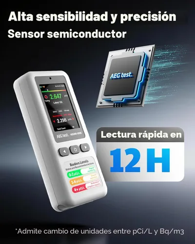 Vista 2 de HOUND-1011S Detector de radón portátil, sensor de alta precisión para el hogar, ligero, alarmas audibles y visuales, monitoreo a largo plazo Blanco