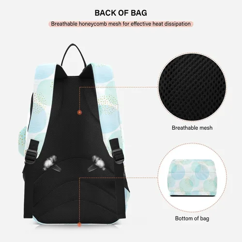 Vista 4 de Bolsa de pelota de raqueta de tenis resistente al agua azul pastel círculos lunares 3 raquetas bádminton bolsa de hombro para mujeres, hombres