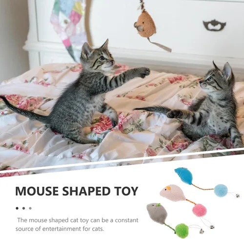 Vista 7 de 6pcs Plush Mouse Cat with Bells Interactive Teasing Plaything for Indoor Cats Kitten Chewing Exercise Replacement Scratch Treat
