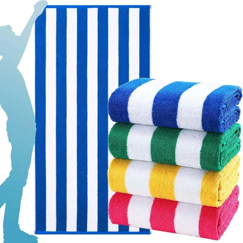 Vista 14 de Paquete de 4 toallas de baño extra grandes a rayas, juego de toallas de baño a granel, tamaño XL, grandes, esponjosas, absorbentes, de microfibra