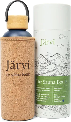 Vista 6 de Jarvi La Botella de Sauna - 18 oz / 550 ml Agua Fría como el Hielo y Fresca al Tacto incluso en Saunas Calientes - Capa Exterior de Corcho Natural x