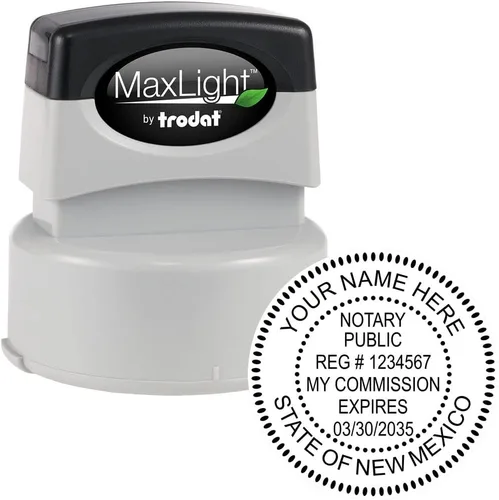 Vista 2 de MaxLight - Sello notario de Nuevo México preentintado, 1-5/8, ideal para notario público de Nuevo México, sello de notario redondo de calidad, ideal