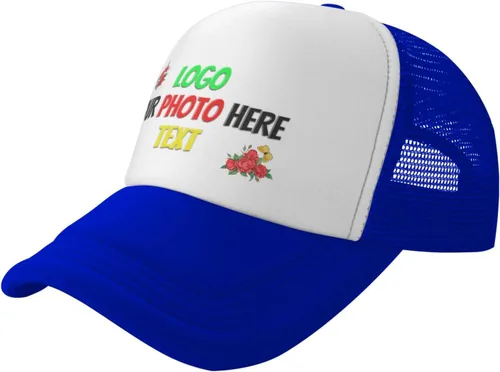Vista 2 de Sombrero unisex personalizado, diseña tu propio logotipo, foto, texto, sombreros de camionero personalizados, sombrero negro, regalos de cumpleaños