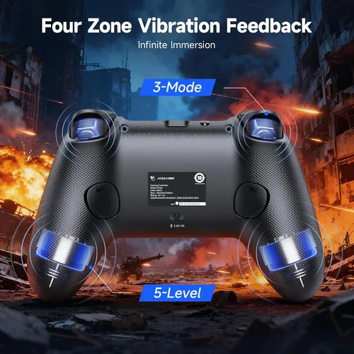 Vista 4 de AceGamer Pluto 2.4G Wireless Bluetooth Controller for PCSwitchSwitch 2iOSAndroidSteam,TMR Joysticks,Hall Effect Triggers,4-Motors Vibration,1000Hz